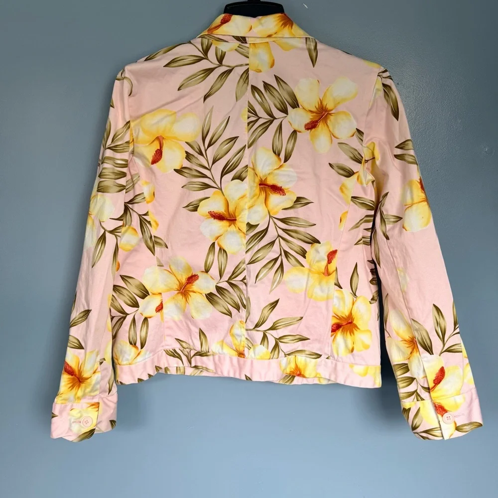 Jamaica Bay Floral Pink Cotton Blazer Jacket Large - Picture 7 of 9